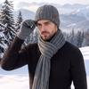 3 Piece Winter Knit Beanie Scarf Gloves Set for Men Women Warm Touch Screen Hat Long Scarf