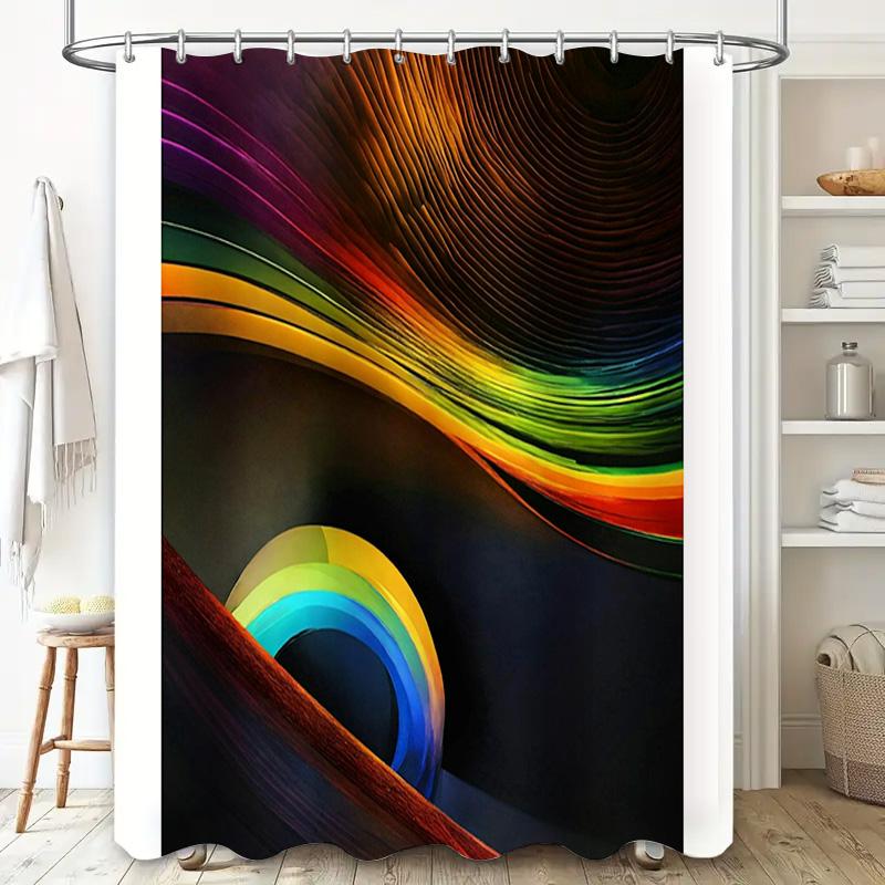 Colorful Curve Shower Curtain Modern Bathroom Decor For Home Decoration