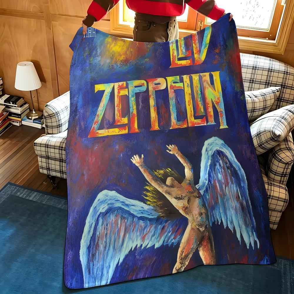 Muzyczna Koc L-Led Z-Zeppelin Nadziany Flanelowy Koc Odpowiedni do Kanap Łóżek Biur Podróży Krzeseł Kempingowych