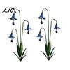 Vintage Style Garden Ornament Calla Lily Stake with Bells, 24 Inch Metal Triple Flower Wind Chime, Terrace Accessory Weatherproof Iron Outdoor