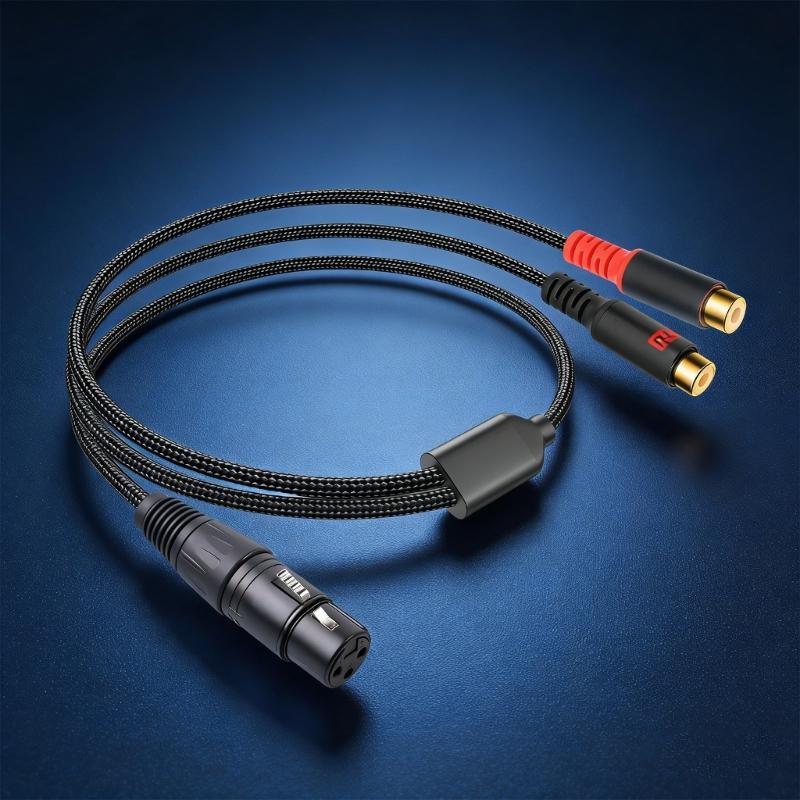 2RCA Male to XLR Female Splitter Patching Cord XLR to 2RCA Stereo Microphone Cord XLR to 2RCA Cable Equipment