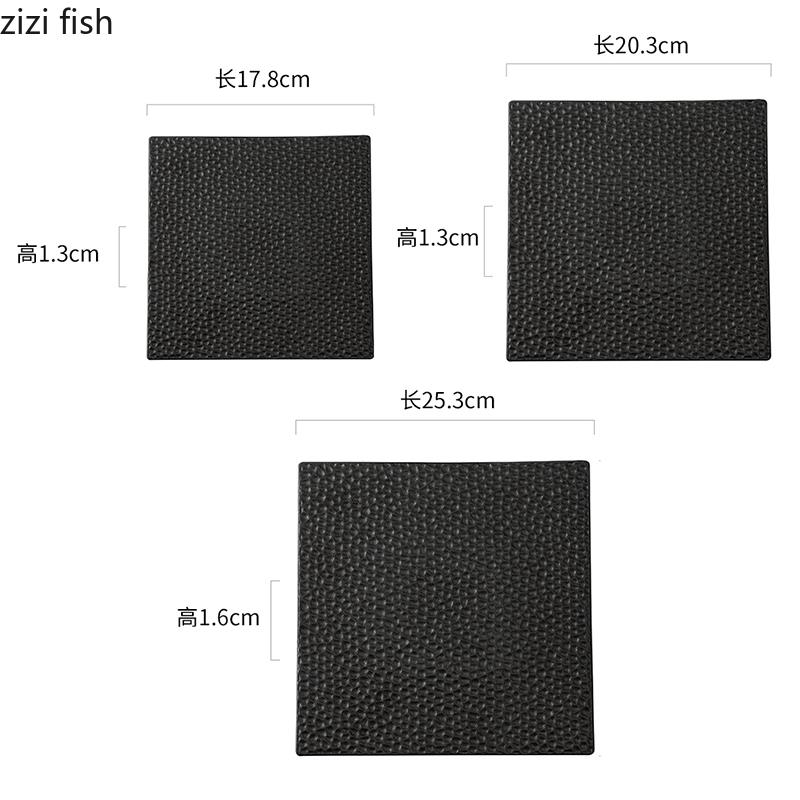 Black Ceramic Steak Plate Creative Honeycomb Texture Flat Plate Sushi Plate Dessert Dish Service Plates Specialty Tableware