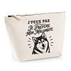 Toiletry Bag - PLANETEE - I Can't I Prefer My Malamute - 100% Beige Cotton - 3 L - Metal Zip