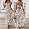 Amazon Summer New Bohemian Back Bow Holiday Style Print Dress Suspender Dress