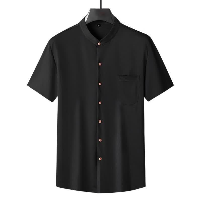 TUCANO Men's Plus Size Short Sleeve Stand Collar Shirt