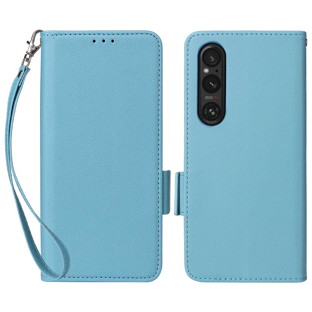 For Sony Xperia 1 VI Case with Wrist Strap Litchi Texture PU Leather Wallet Phone Cover