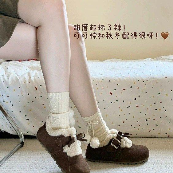 

New fleece non-slip warm fluffy snow boots, thickened-soled non-slip cotton shoes in autumn and winter 35 темно-коричневого