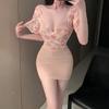 Large size sexy lace flower que underwear new female mood dress tight suit hip wrap pure desire perspective nightdress