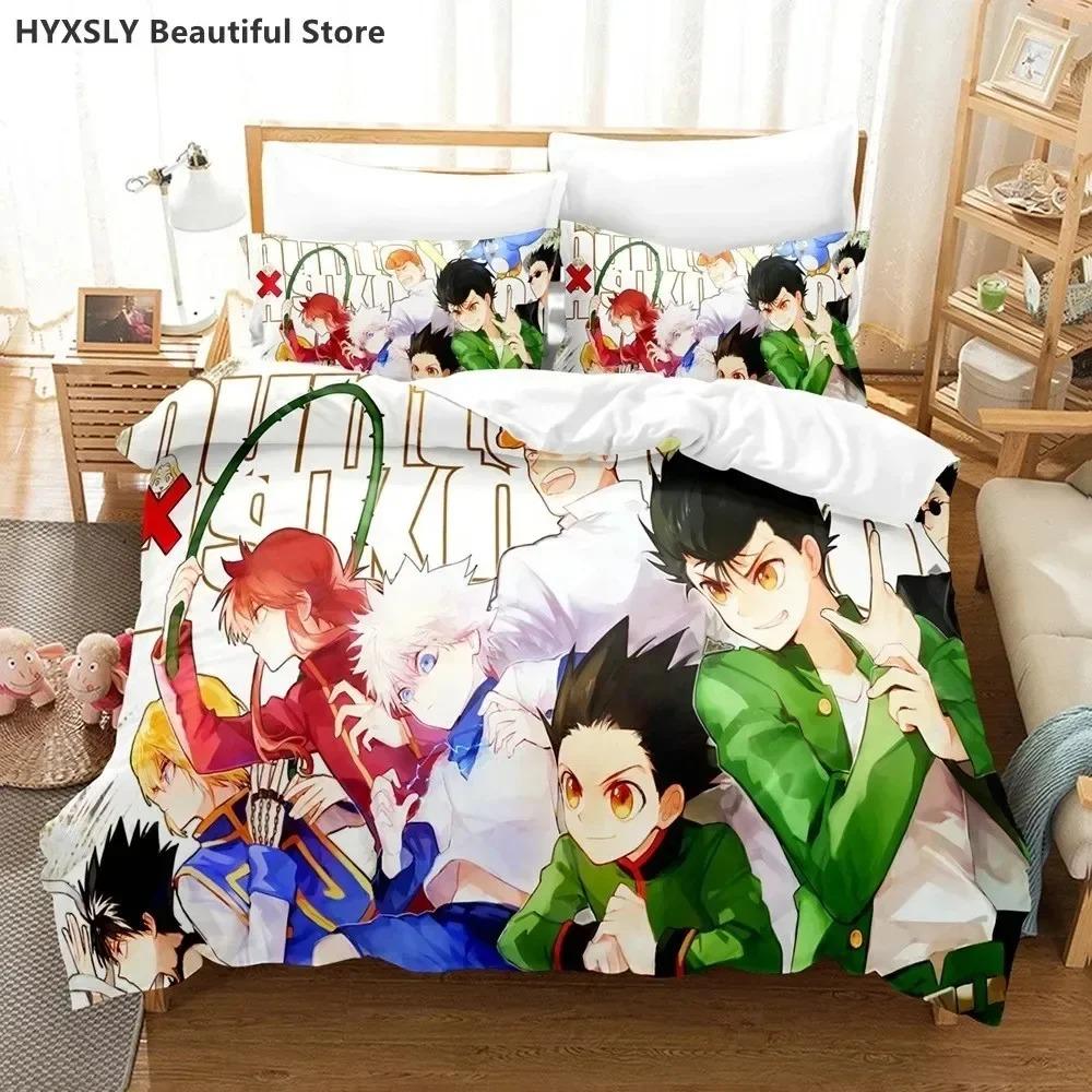 

Hunter X Hunter 3D Beding Set Japanese Anime Twin Quen King Comfortable Quilt Cover Pilowcases Polyester For Young Boys Cover Sets 135*200cm Eu-Single