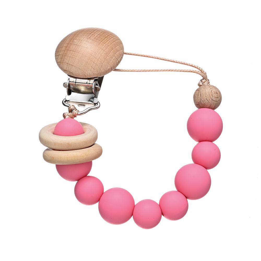 3Pcs Baby Anti-drop Chain Pacifier Clips Silicone Beads Handmade Toddler Teether Teething Chain Nipple Clip Chew Toys