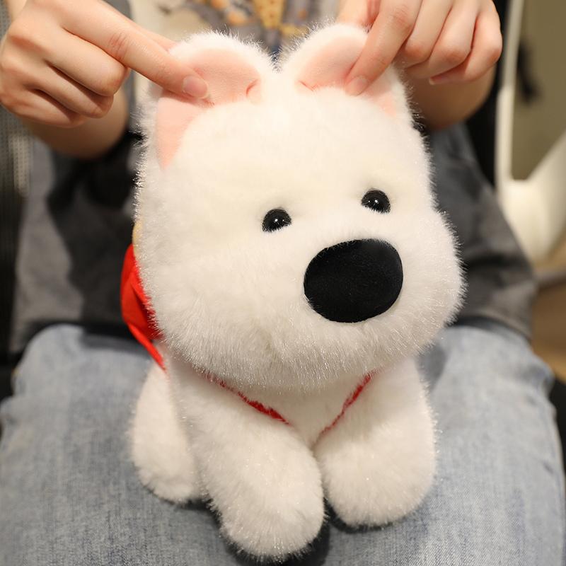 Cute Plush Dog Plush Toy Soft Stuffed West Highland White Terrier Dolls Cartoon Puppy Pillow Kawaii Gifts for Birthday Christmas