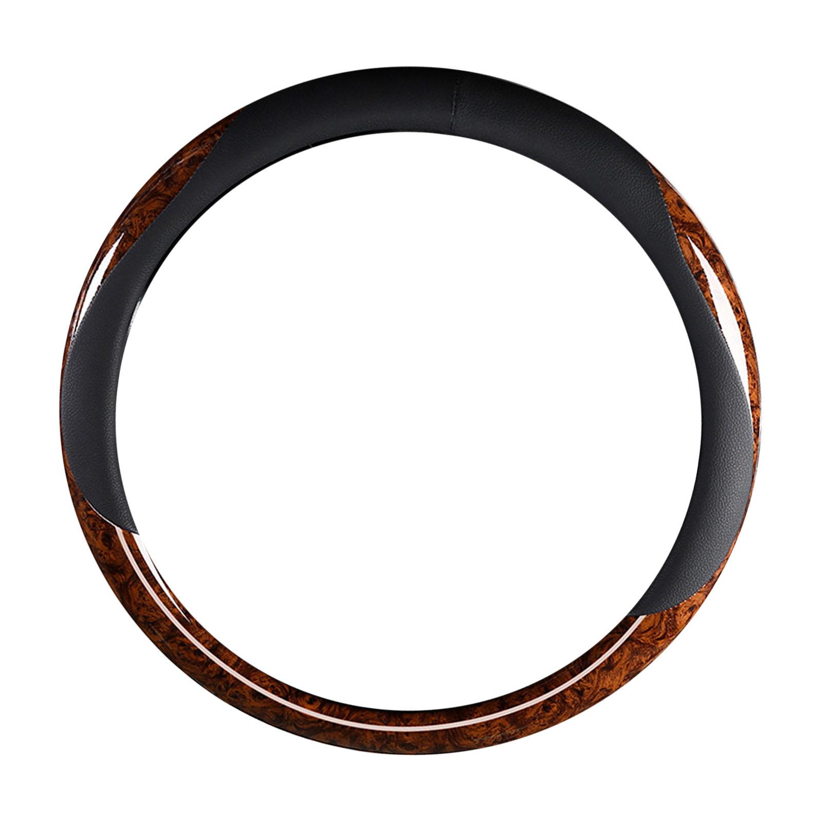 

38см Чехол на руль из искусственной кожи с карбоновым волокном, поглощающий пот, предотвращающий скольжение, протектор руля, коричневый коричневый