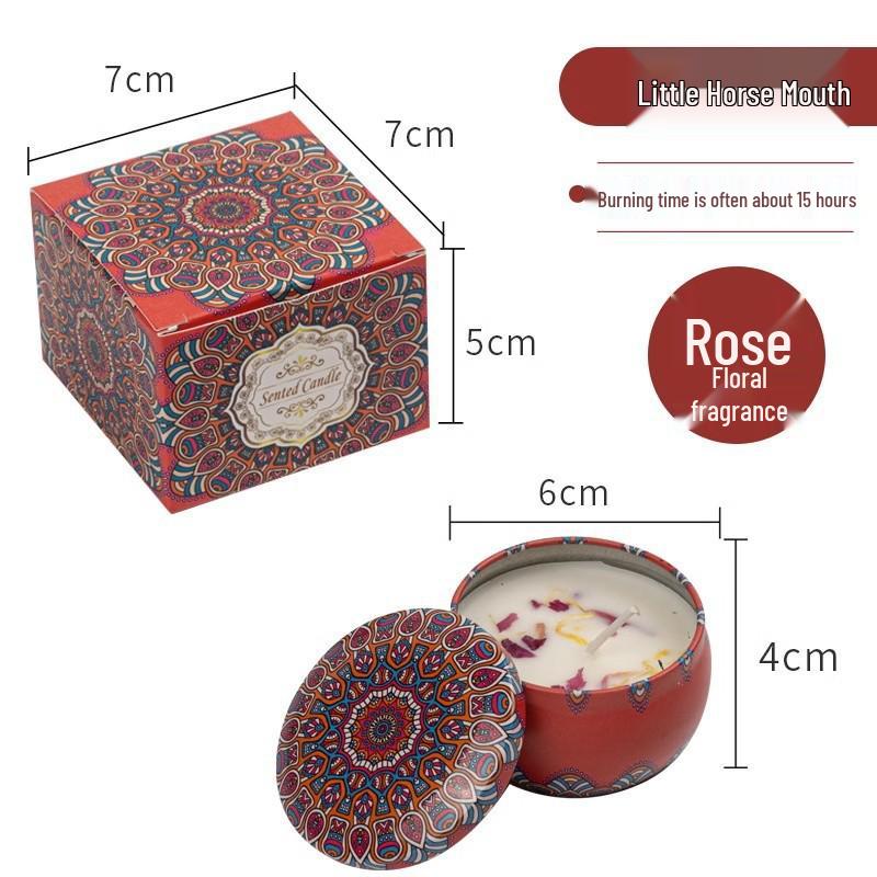 Scented Candle Tin with Dried Flowers - Long-Lasting, Romantic Fragrance for Bedroom & Home Odor Removal