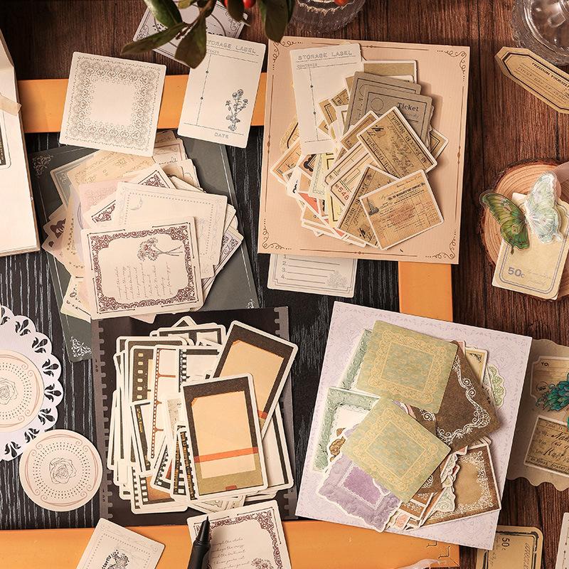 New Product Nostalgic Time Retro Material Paper Sticker Pack Collage High-value Hand Account Material Diy Stickers