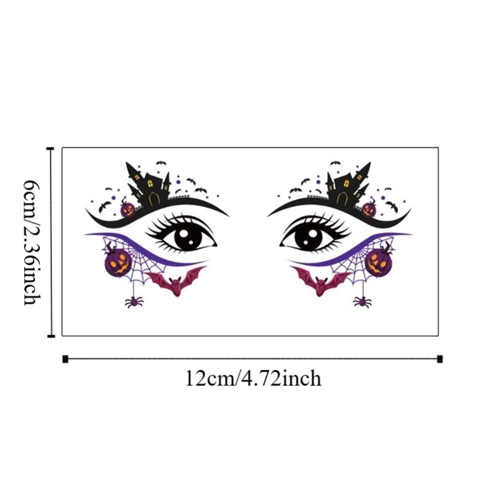 Pumpkin Ghost Skull Halloween Face Tattoo Cartoon Halloween Bat Face Stickers  Enhance Atmosphere