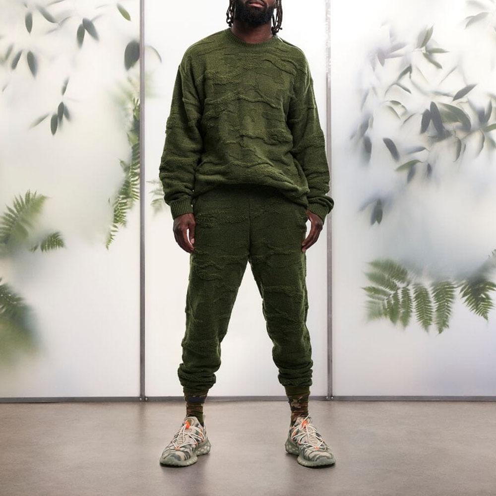 Adidas Originals X Ivy Park Solid Color Jacquard Crewneck Sweater Unisex Sweater Army-Green HR2259