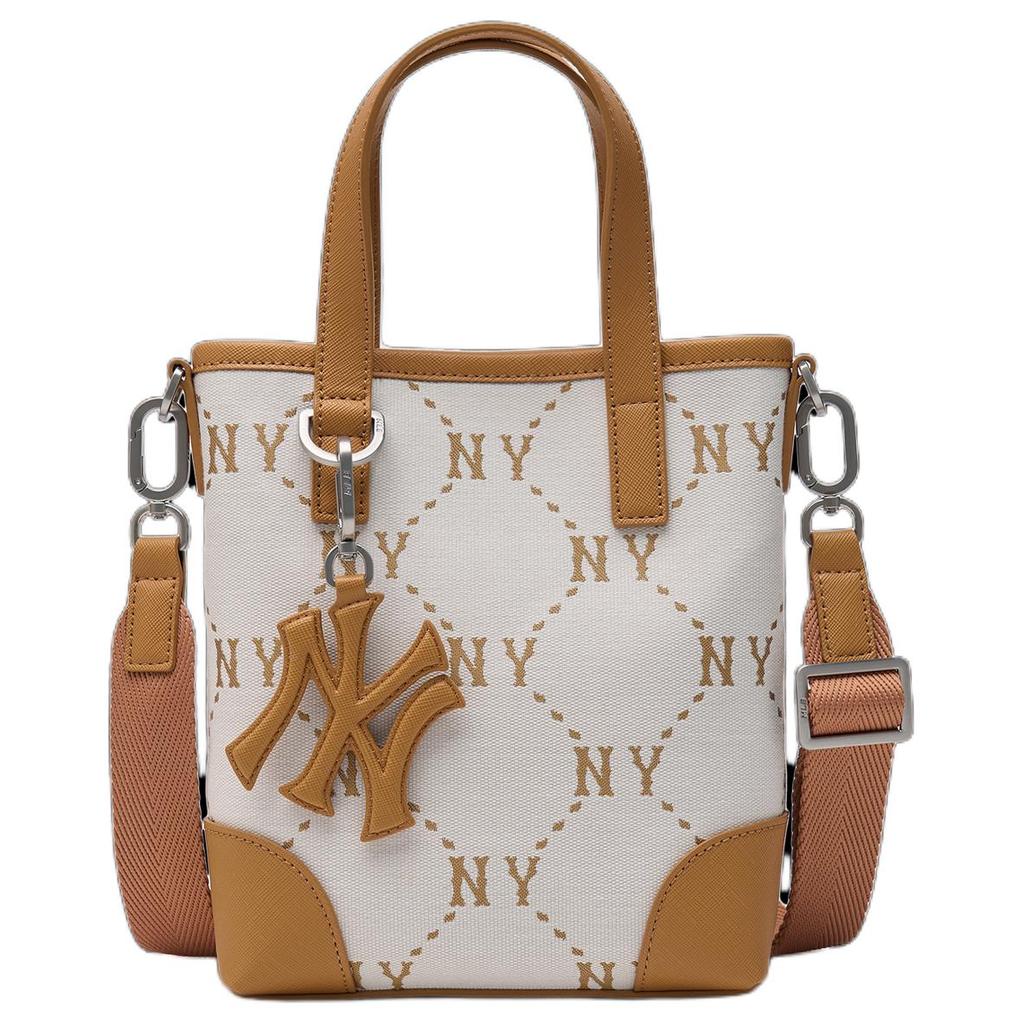 New MLB Artificial Leather Shoulder Bag Crossbody Bag Handbag Clutches Student Backpacks Unisex Cream 3ACRS054N-50CRS