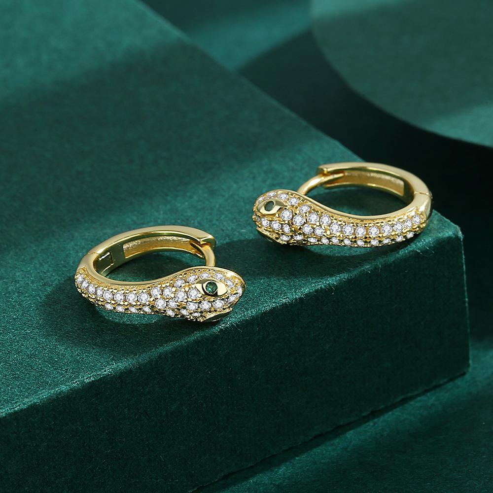 Kreative Tier Schlange Kopf Form Exquisite S925 Ohrring für Frauen Voll Zirkon Sterling Silber Jahrestag Party Geschenk Schmuck Silber schmuck