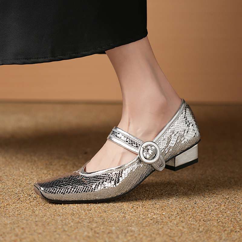 Krazing Pot Sheep Skin Summer Spring Autumn Low Heels Women Square Toe Mary Janes Shallow Pumps