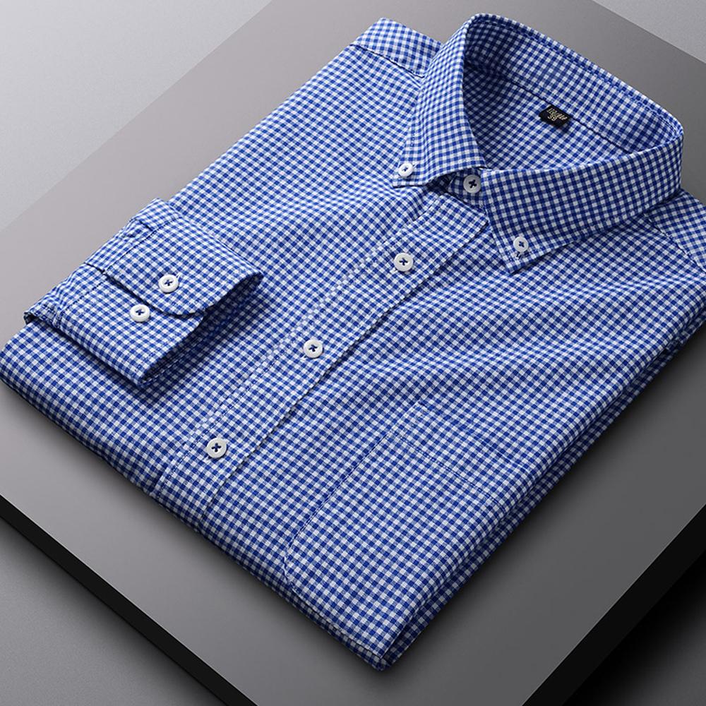 Herren Langarm Oxford Button-Down Hemden Freizeitkleidhemd für Herren Bequem 100% Baumwolle Mehrere Karomuster/Gestreift Herrenbekleidung