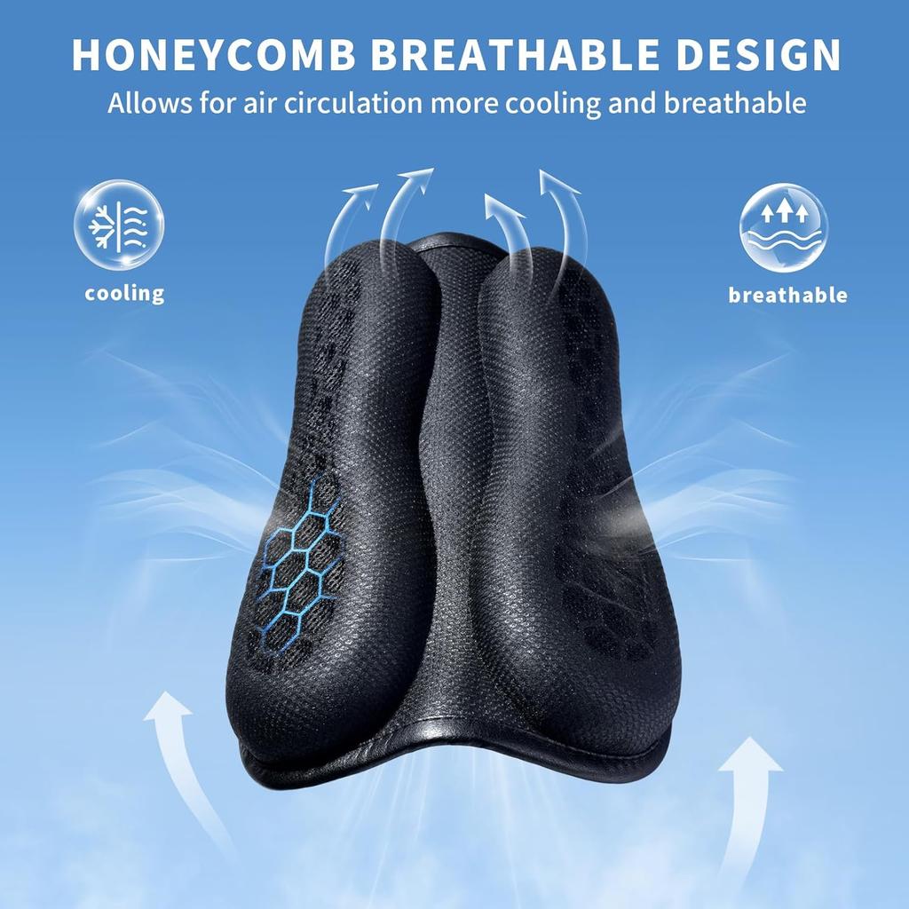 WDG Motorcycle Seat Cushion Pad 3D Honeycomb High Elasticity Gel Material Comfortable Breathable Shock Absorption for Long Rides Seat Cushion