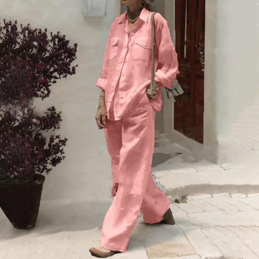 New Arrivals Women's Long Sleeve Shirts Loose Pants Set Outfit