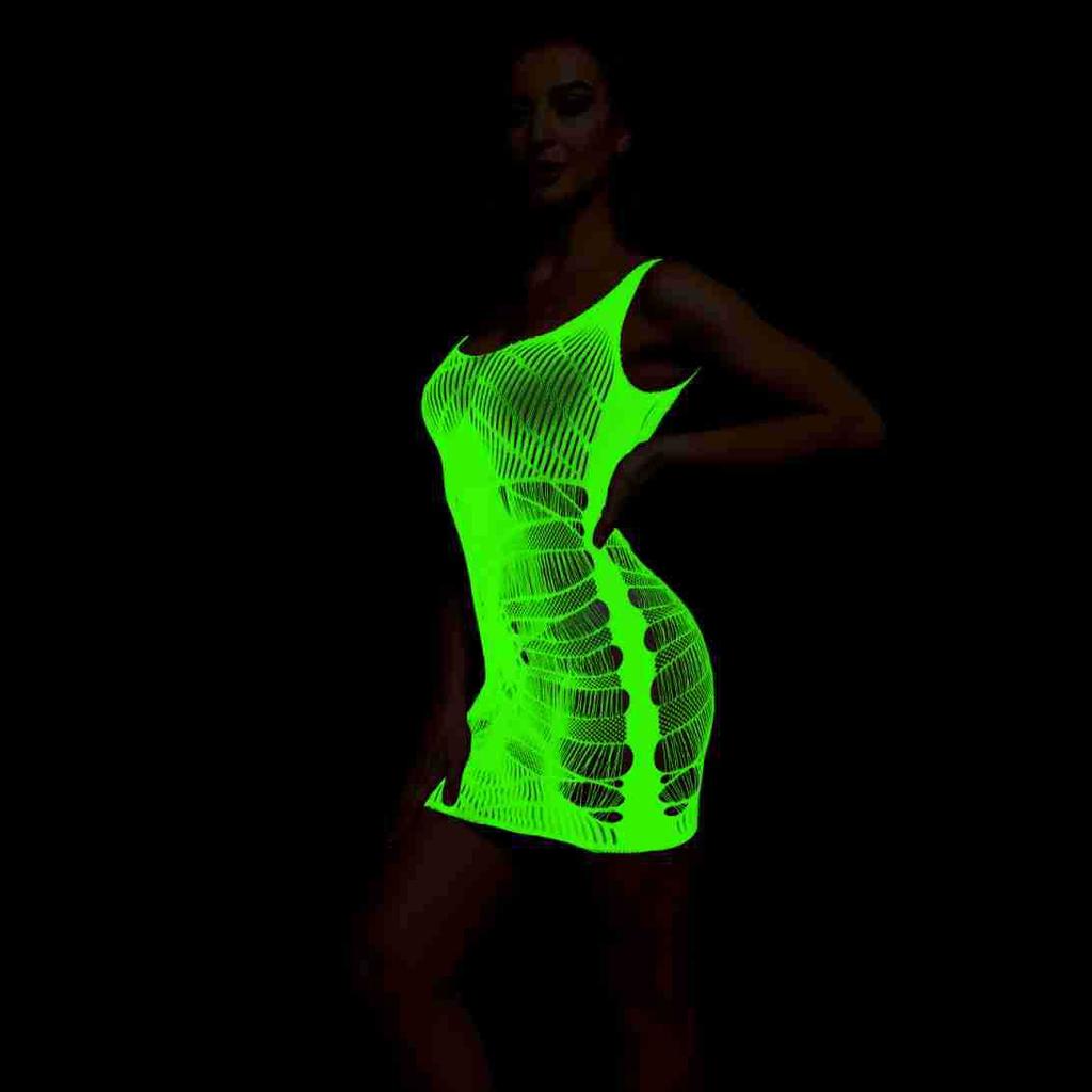 Luminous jumpsuits, fishing nets, stockings, battle suits, night outdoor one-piece women's flavor raw split ends, nude feeling, reflective