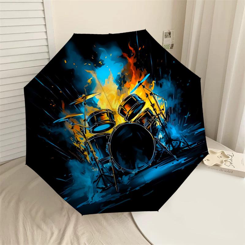 

1PC Drum Set Fire Umbrella-8-Rib Reinforced, Automatic Open, Lightweight & Durable, Cute Fashion Accessory for Outdoor-W9290