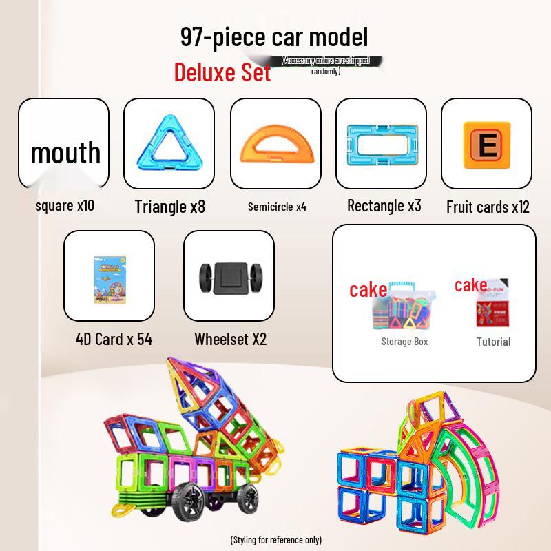 Large Magnetic Building Tiles Set for Kids - Educational Suction Magnet Blocks