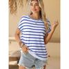 2025 Summer New Arrival Stripes Color Matching Short-Sleeved T-shirt for Women Fashion Commuter's All-Matching Drop-Shoulder Short Pullover Tops Women
