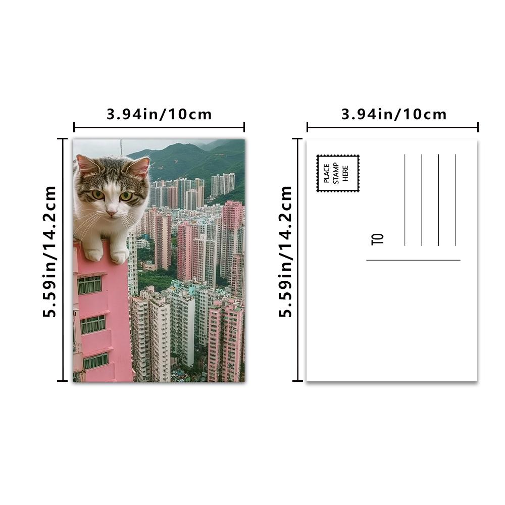 32pcs, Cat Travel Postcards, Birthday/Anniversary Gifts, Themed Notebooks/Greeting Cards/Postcards, Collectible and Mailable