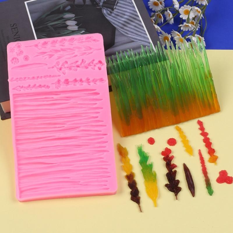 Silicone Mold For Edible Decorations Heat Resistant Chocolate Frame Maker Wheat And Seaweed Pattern Baking Accessory