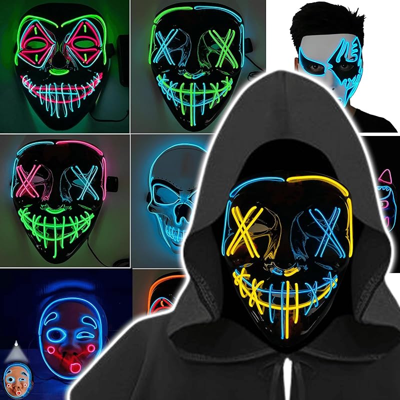 

[TattiOut] mask shine 3 patterns Choose from many types High-quality material that is thicker than before clown neon style luminescence mask halloween