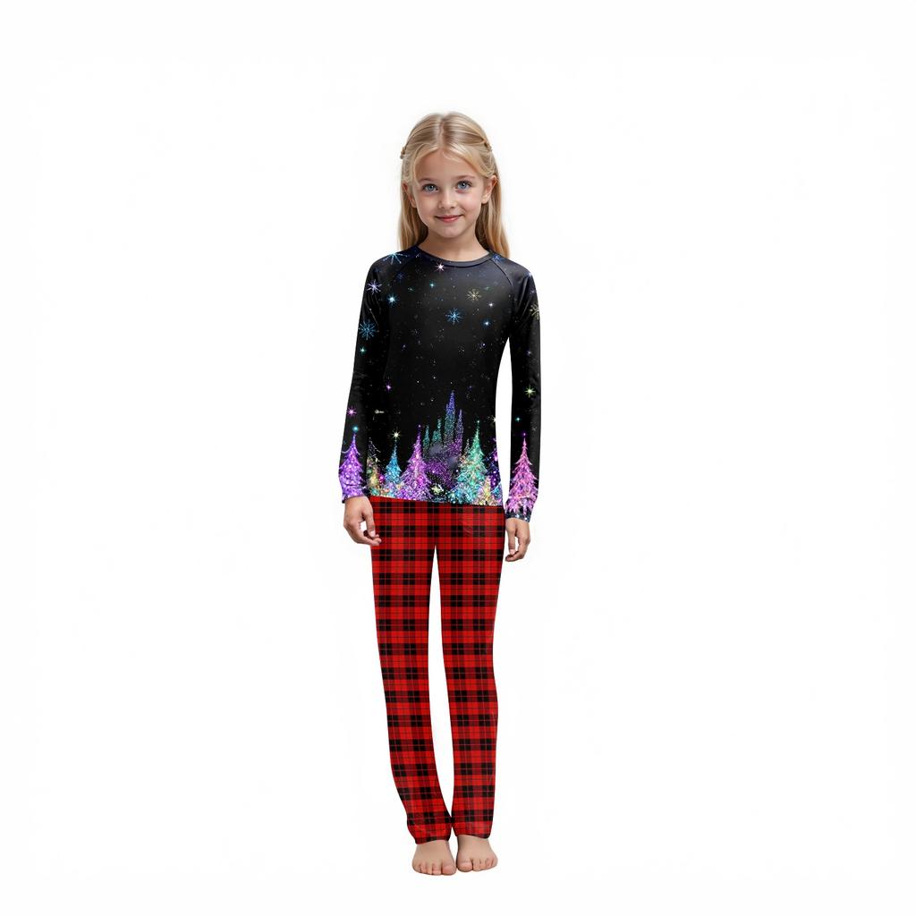 Сімейні комплекти з різдвяними принтами з довгим рукавом і штанами