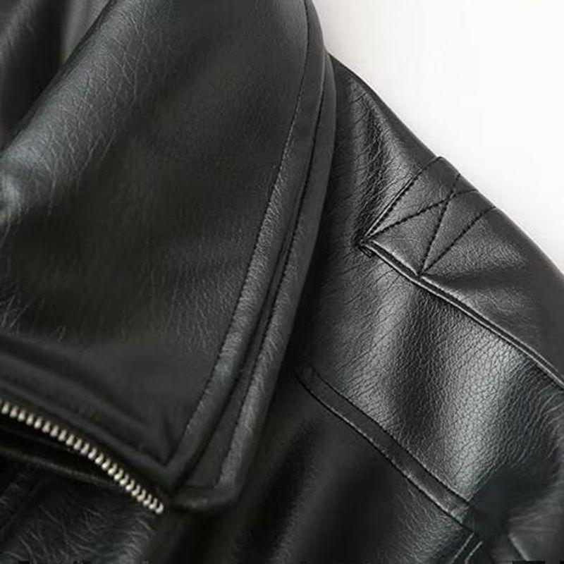 Kaslead New Arrival Women's Clothing Fashion Style Fashion All-Match Loose Long Sleeves Leather Jacket Coat
