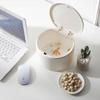 Nordic Mini Desktop Trash Can with Lid - Cute Press-Type Waste Basket for Dining, Bedside, or Coffee Table