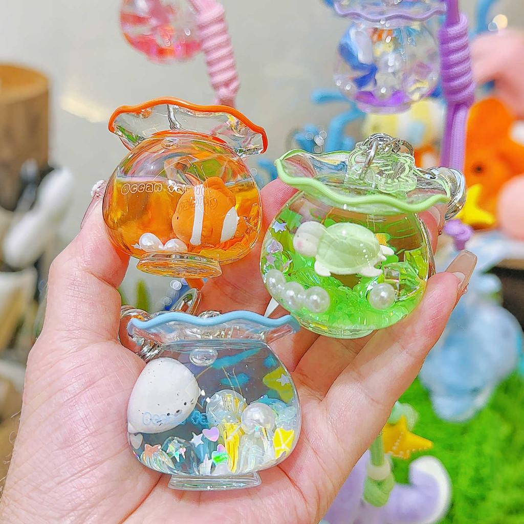 Seahorse Sea Turtle Devil Fishes Fish Tank Keychain Three Pendant Dimensional