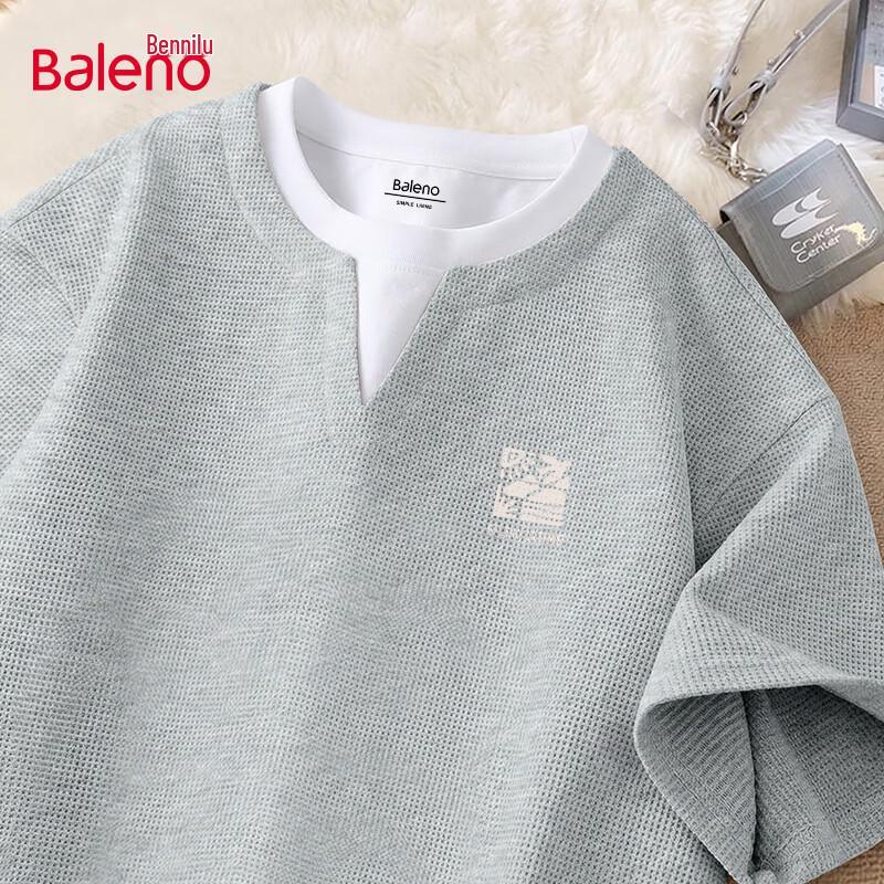 

Baleno Men s V-Neck Waffle Knit Short Sleeve T-Shirt L