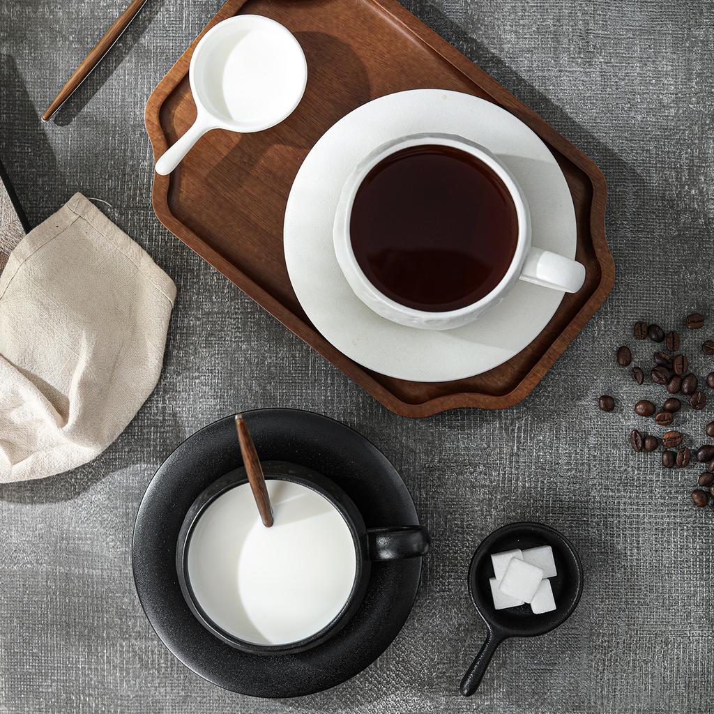 Creative Ceramic Coffee Cup Black White with Handle Meteorite Cup and Saucer Exquisite Spherical-shaped Mug Breakfast Milk Mug