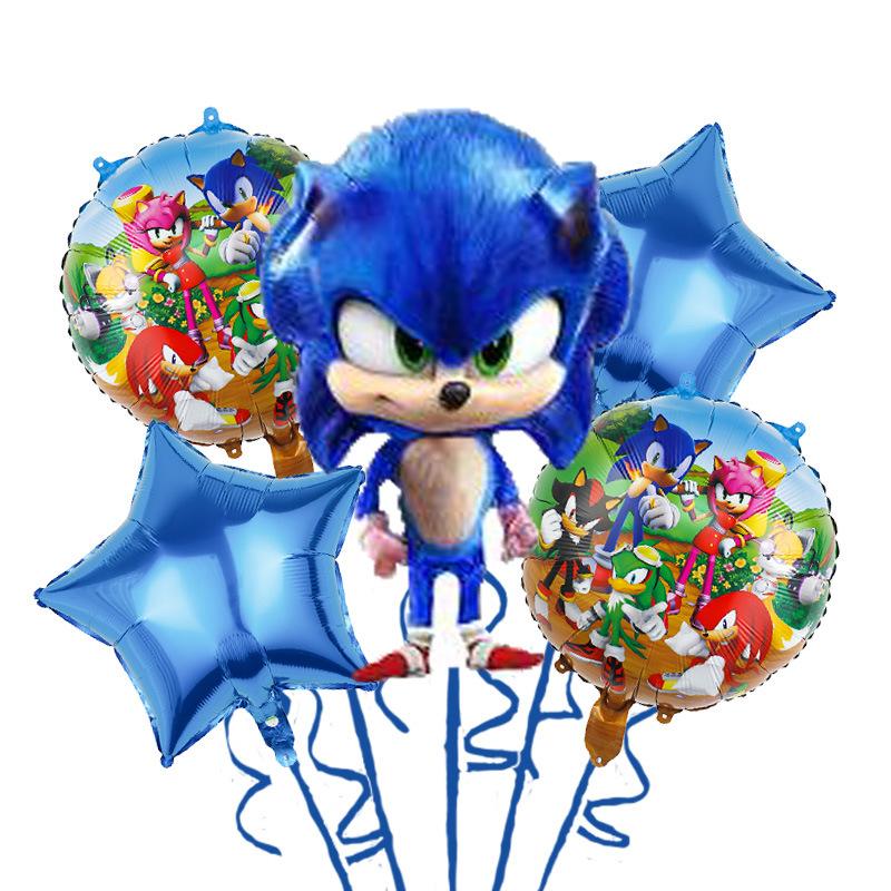 6Pcs Cartoon Hedgehog Balloons Sonic Theme Birthday Party Decoration Balloons For Boys Children Baby Bath Toys