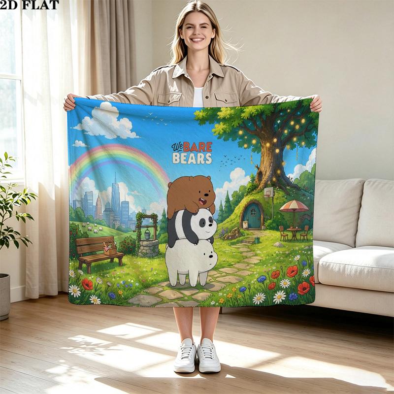We Bare Bears Print Flannel Blanket High Quality Warm Comfortable Cover for All Seasons Perfect for Gifts Home Decor
