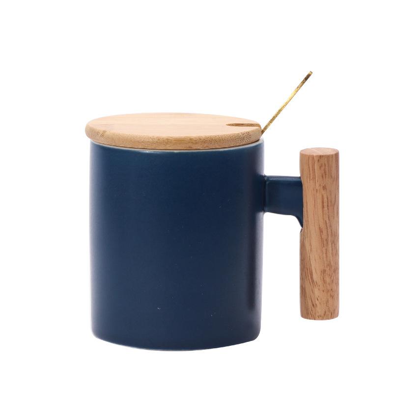 Simple International Wooden Handle Ceramic Mug Milk Coffee Tea Cup Event Gift