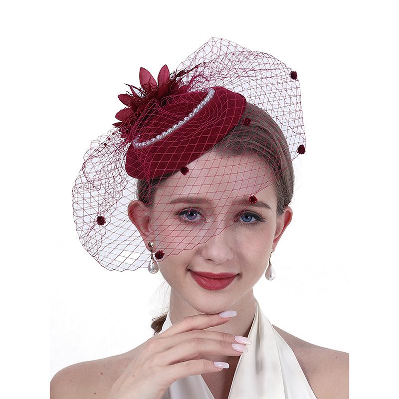 Pearl Cheongsam Hat Hair Ornament: Retro Shanghai Socialite & Bride Accessory