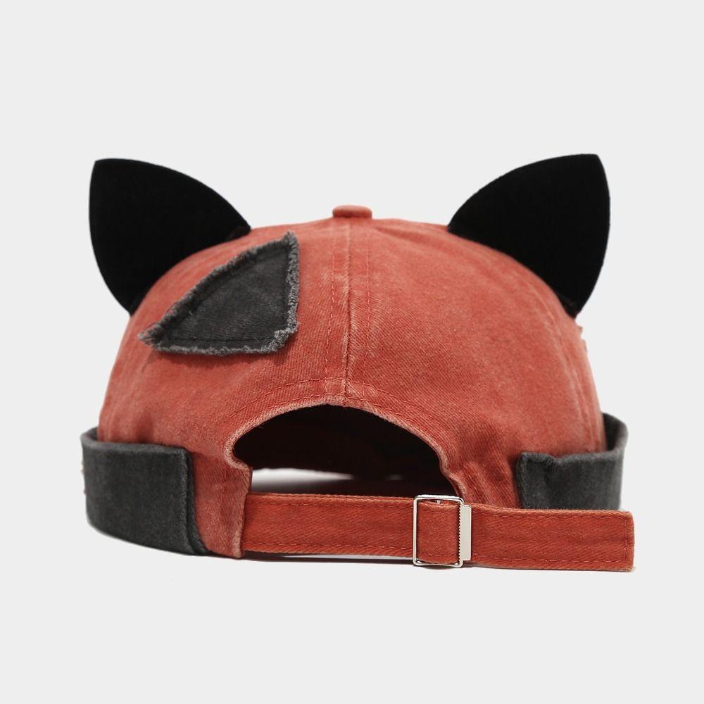 Adjustable Melon Docker Cap Cute Cat Ears Retro Skullcap Retro Style Beanie Hat  Outdoor