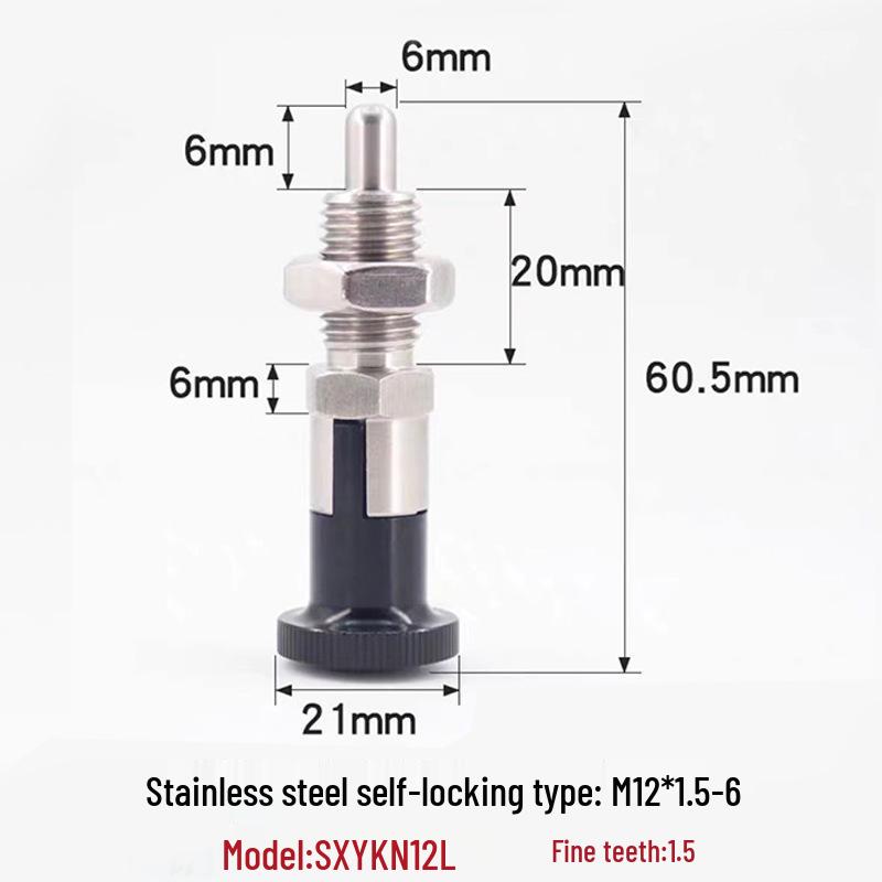 Stainless Steel/Carbon Steel Indexing Pin: Knob Plunger, Self-Locking, Re-Locking, Fine Thread, Complete Specifications