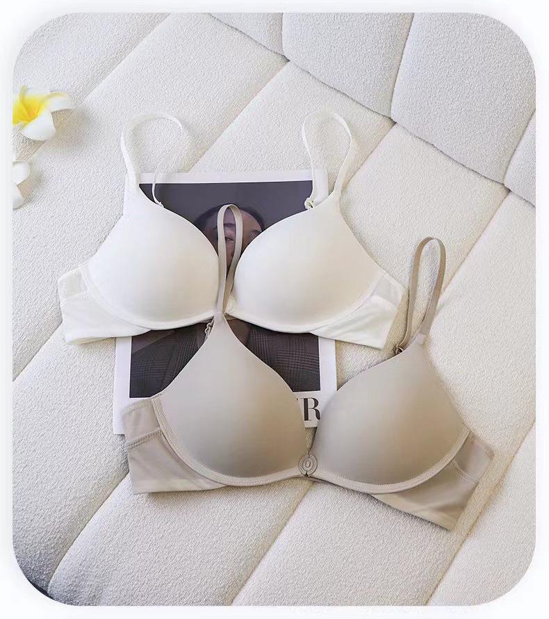 Zhangyou Women's Seamless Front-Buckle Sports Bra for Small Chests - Anti-Sagging, Gathered Design, Minimized Look for Larger Chests