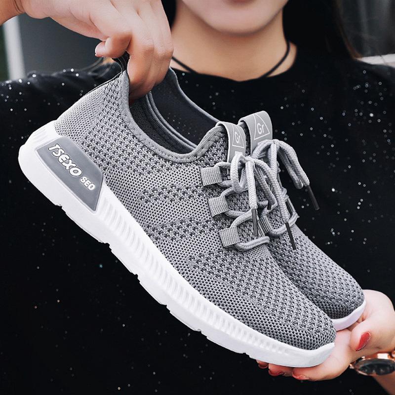Shoes women's spring new ins shoes flat-soled lightweight sports shoes women's fly-woven running shoes
