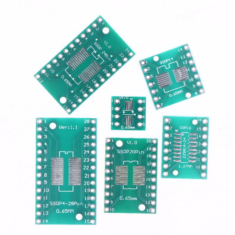 Hot Sale 30/35Pcs SOP24 SOP8 SOP14 SOP16 SOP20 SOP28 SMD Turn To DIP Adapter Converter Plate SOP 8 14 16 20 24 28 PCB Board Kit