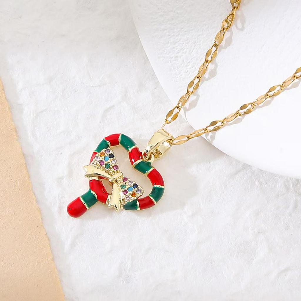 Popular Christmas Series Necklaces: Santa Claus, Peace Tree, Holiday Element Micro-Paved Drip Oil Pendant