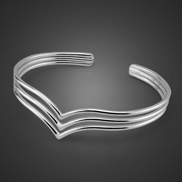 

Женский простой серебряный браслет, платиновое покрытие, универсальный, с открытием, украшение в стиле холодного ветра, форма сердца